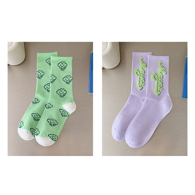 Printed Ribbed Socks / Set