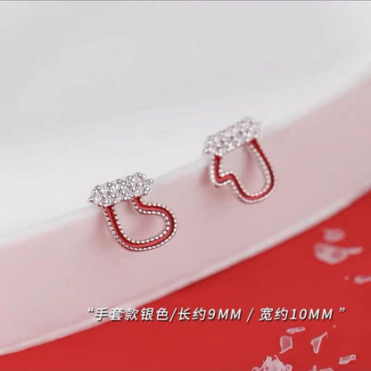 Christmas Rhinestone Asymmetrical Stud Earring