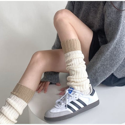 Two-Tone Ribbed Knit Socks / Set