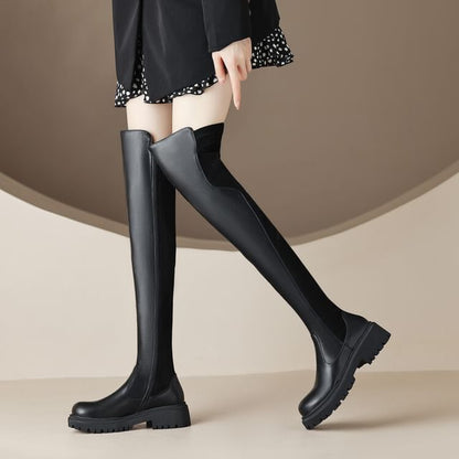 Platform Panel Over The Knee Boots