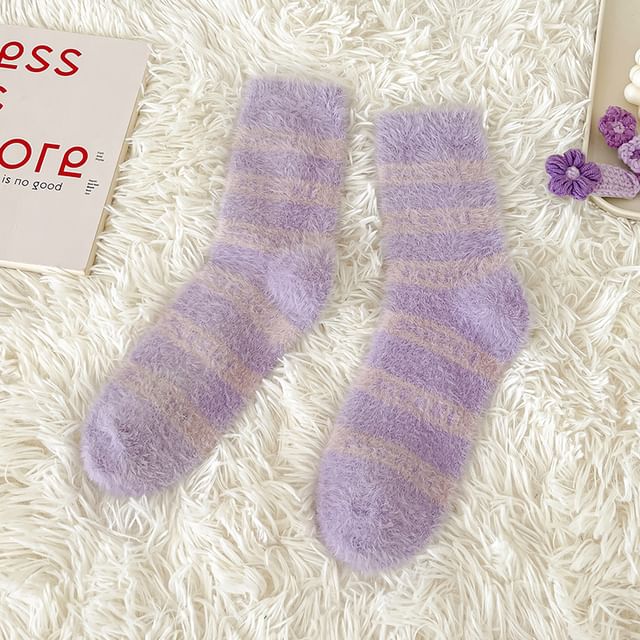 Patterned Fluffy Short Socks Set