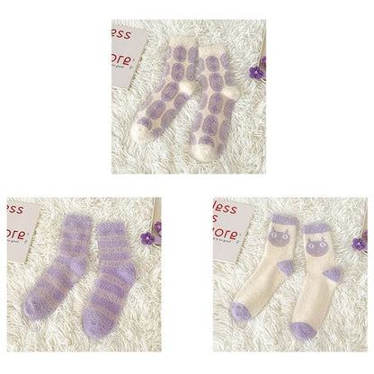 Patterned Fluffy Short Socks Set