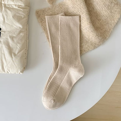 Plain Ribbed Short Socks Set