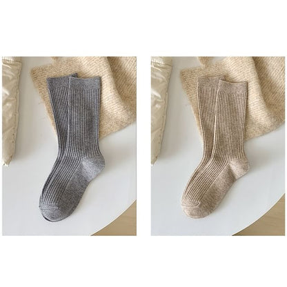 Plain Ribbed Short Socks Set