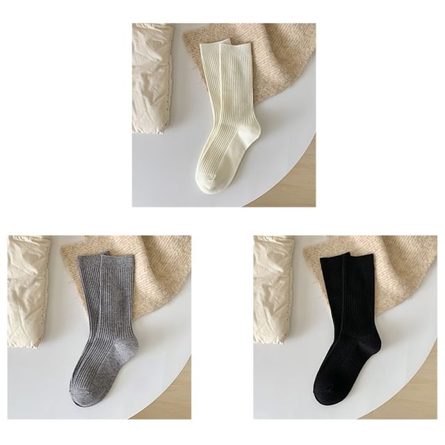 Plain Ribbed Short Socks Set