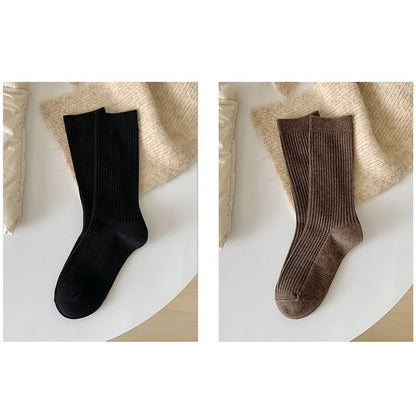 Plain Ribbed Short Socks Set