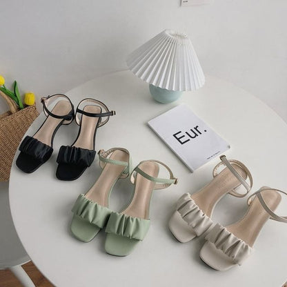 Ankle Ruched Strap Sandals