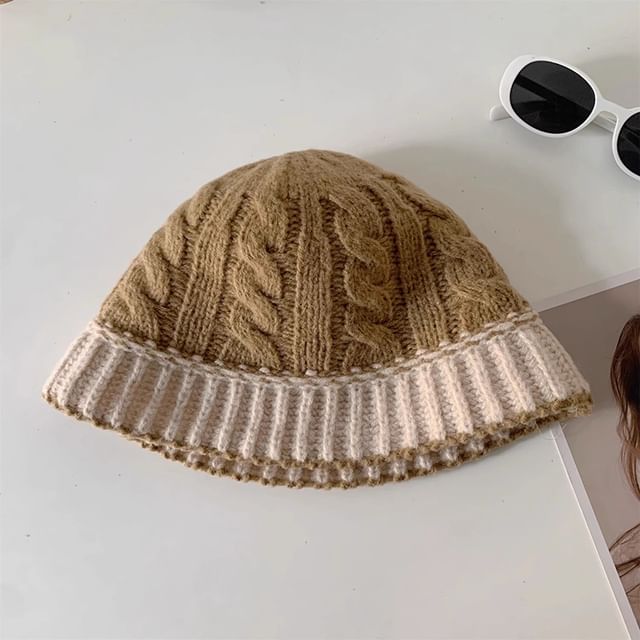 Two Tone Knit Cloche Hat