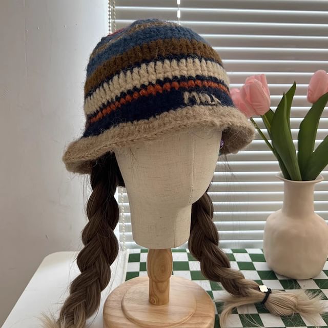 Striped Knit Cloche Hat