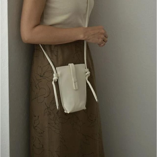 Leather Plain Bag Crossbody Mobile Faux Phone