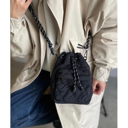 Bag Bucket Drawstring Quilted Nylon