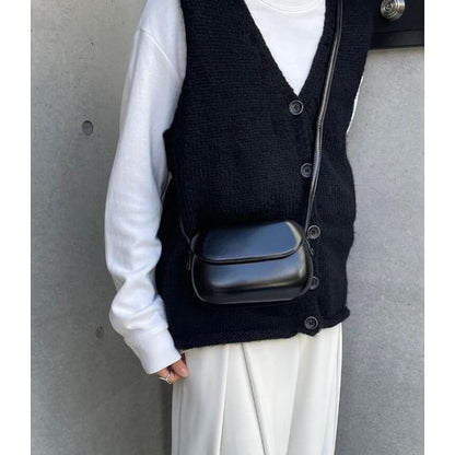 Faux Crossbody Flap Leather Plain Bag