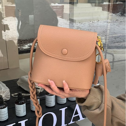 Leather Faux Bag Flap Crossbody Plain