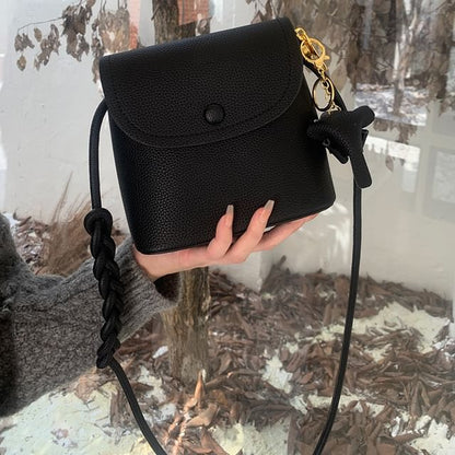 Leather Faux Bag Flap Crossbody Plain