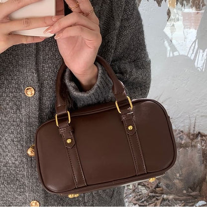 Bag Plain Handle Top Faux Crossbody Leather