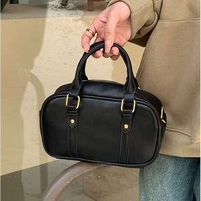 Bag Plain Handle Top Faux Crossbody Leather