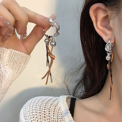 Faux Cord Alloy Earring Leather Dangle