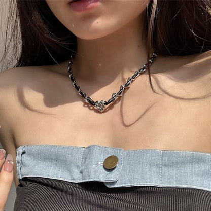 Alloy Faux Leather Choker