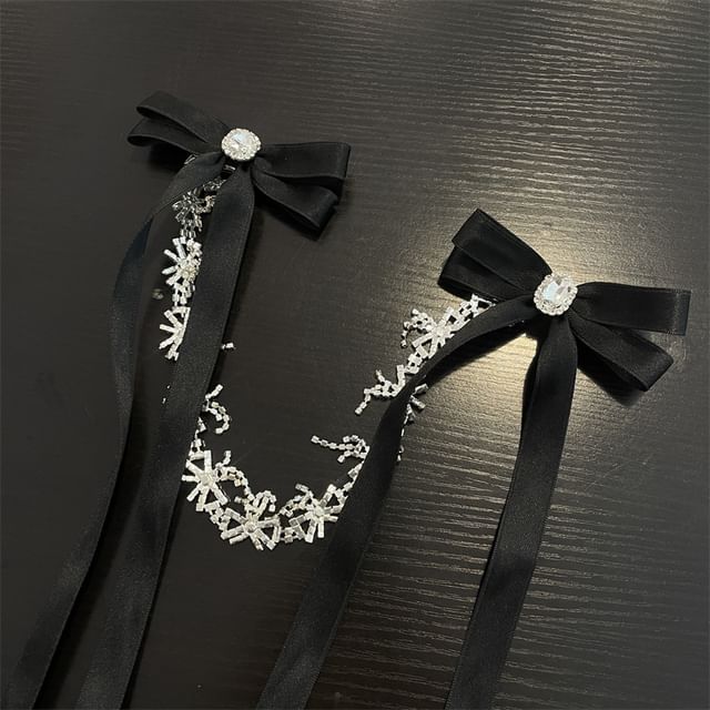 Hair Rhinestone Ribbon Clip