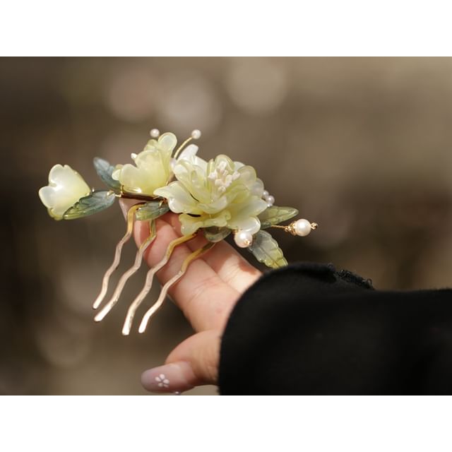 Floral Glass Alloy Hair Comb (Various Designs)