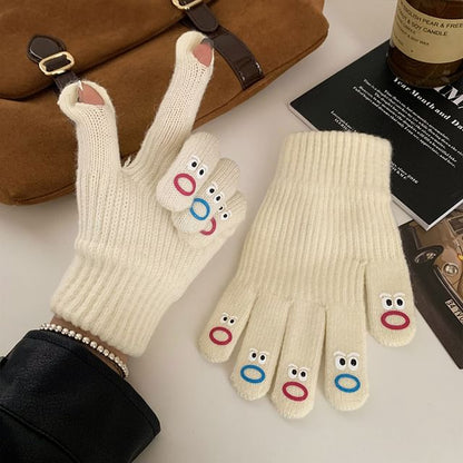 Print Gloves Knit Touchscreen Cartoon