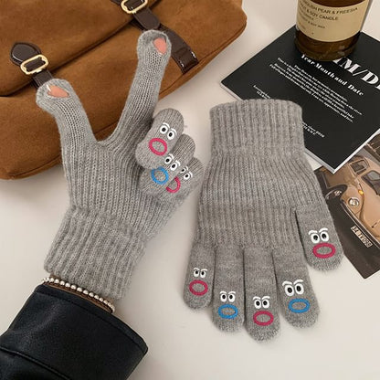 Print Gloves Knit Touchscreen Cartoon
