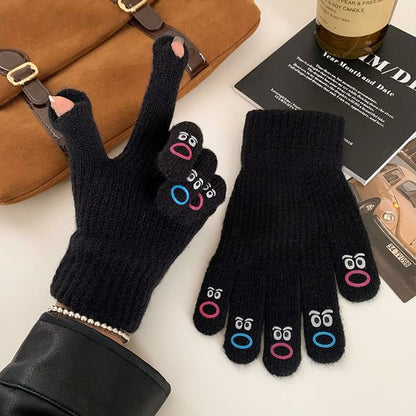 Print Gloves Knit Touchscreen Cartoon