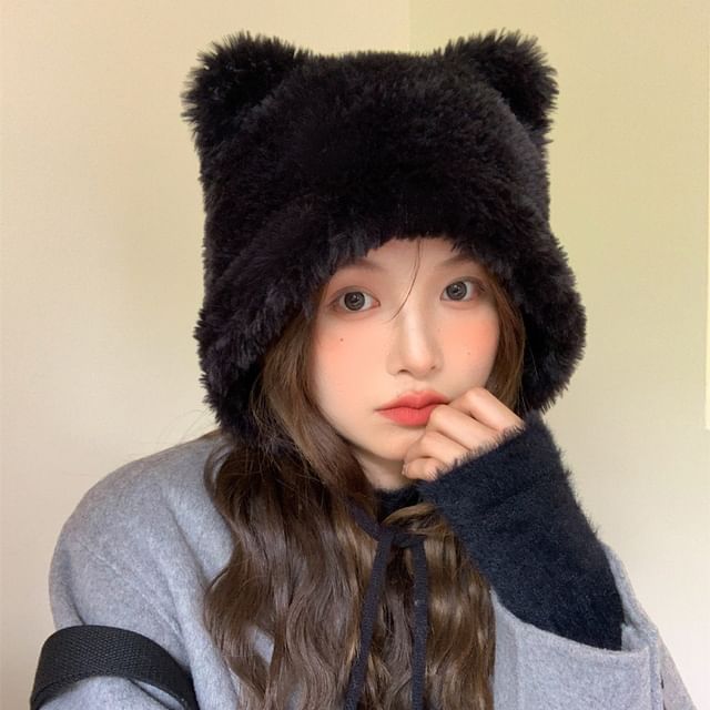 Pom Chenille Ear Hat Bear