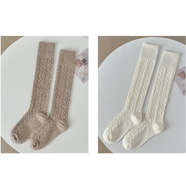 Set of 2 Pairs: Plain Knee High Socks