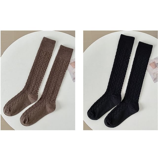 Set of 2 Pairs: Plain Knee High Socks