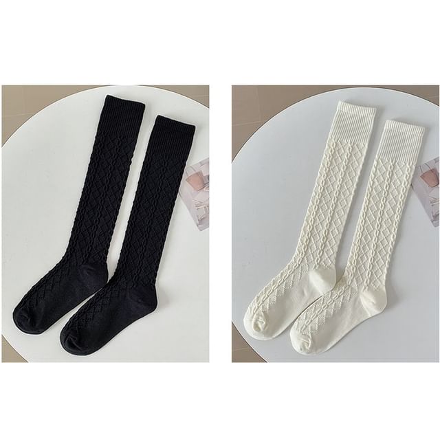 Set of 2 Pairs: Plain Knee High Socks