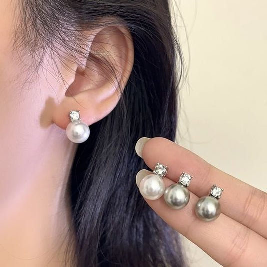 Earring Faux Pearl Rhinestone Drop