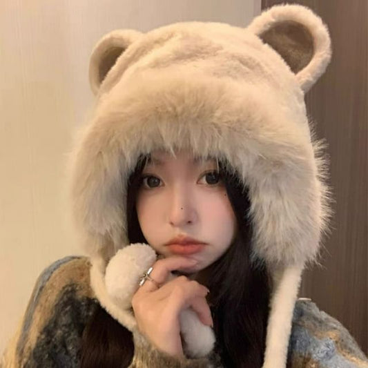 Ear Bear Hat Bonnet Fluffy