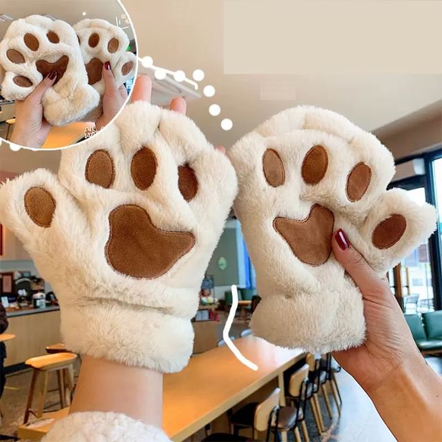 Paw Fingerless Gloves Cat