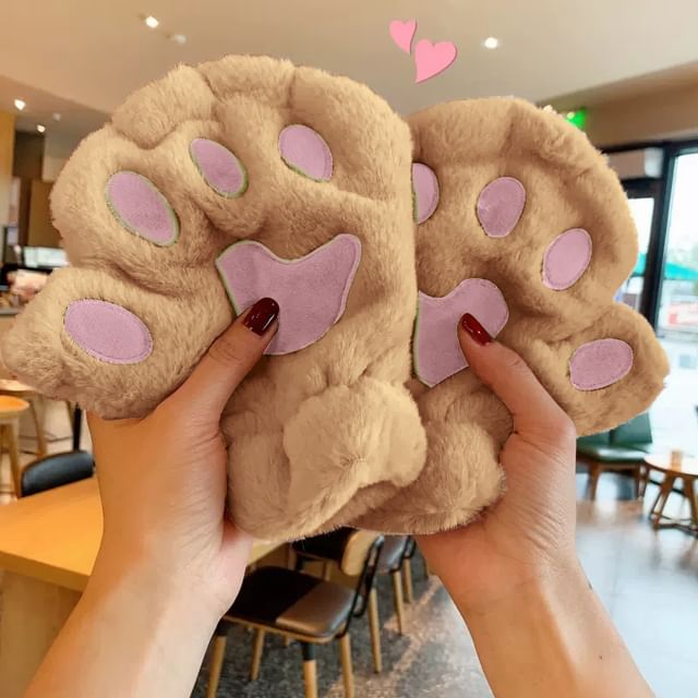 Paw Fingerless Gloves Cat