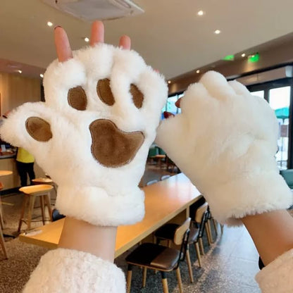 Paw Fingerless Gloves Cat
