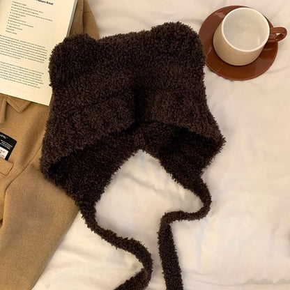 Chenille Hat Bonnet Bear Ear