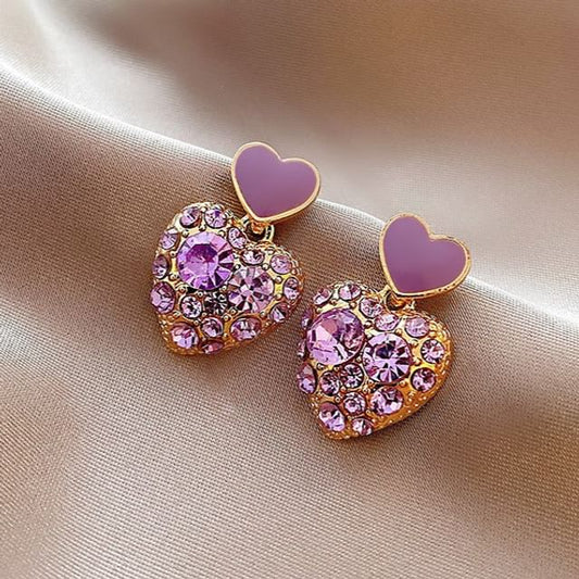 Boucles d'oreilles pendantes en alliage avec strass