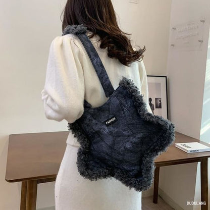 Star Tote Bag Fluffy Trim