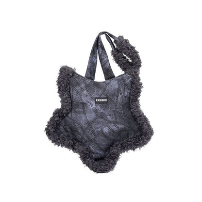 Star Tote Bag Fluffy Trim