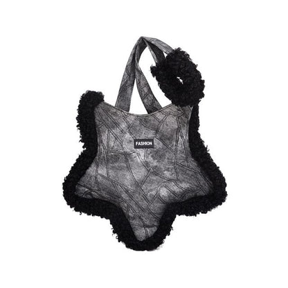 Star Tote Bag Fluffy Trim