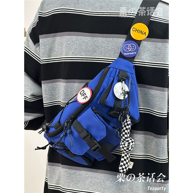 Two-Tone Buckled Sling Bag / Charm / Set