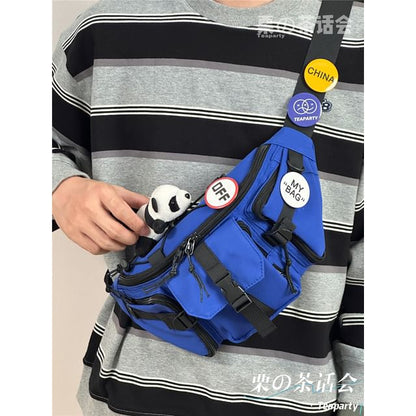 Two-Tone Buckled Sling Bag / Charm / Set