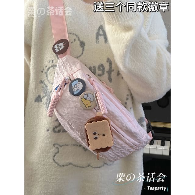 Plain Shirred Sling Bag / Charm / Set