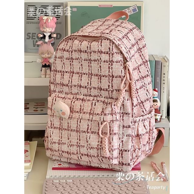 Plaid Backpack / Charm / Set