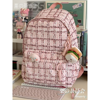 Plaid Backpack / Charm / Set