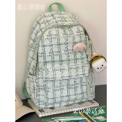 Plaid Backpack / Charm / Set