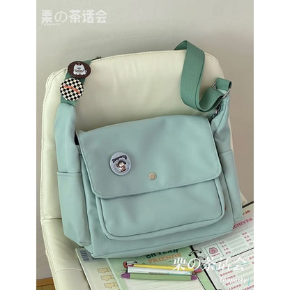 Plain Flap Crossbody Bag / Charm / Set