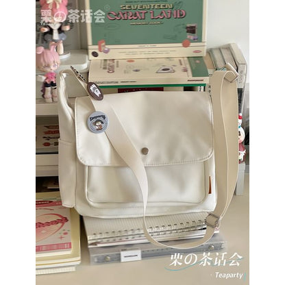 Plain Flap Crossbody Bag / Charm / Set