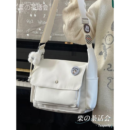 Plain Flap Crossbody Bag / Charm / Set